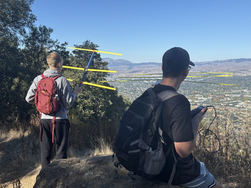 Josh and Lucas on the ridge testing their antennas